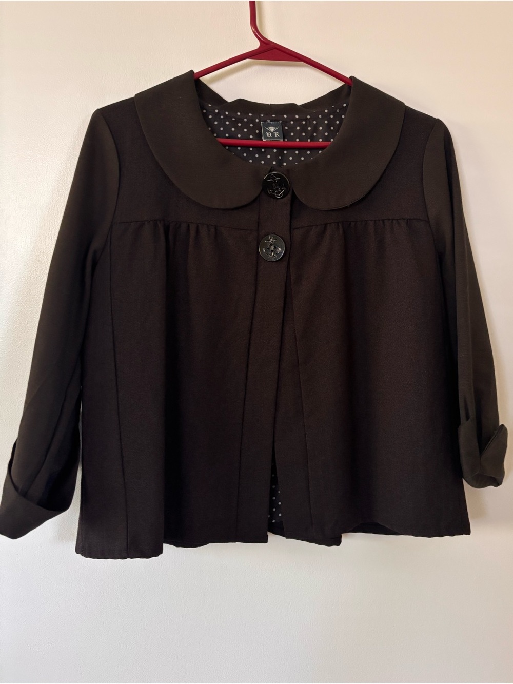 Brown Peter Pan Collar Button-Front Women's Top Vintage Fabrics Original Design
